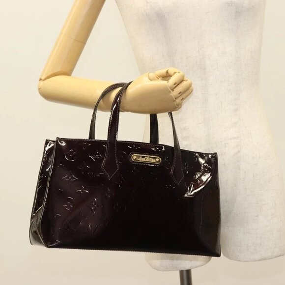 LOUIS VUITTON Monogram Vernis Wilshire PM Hand Bag Amarante - Picture 1 of 16